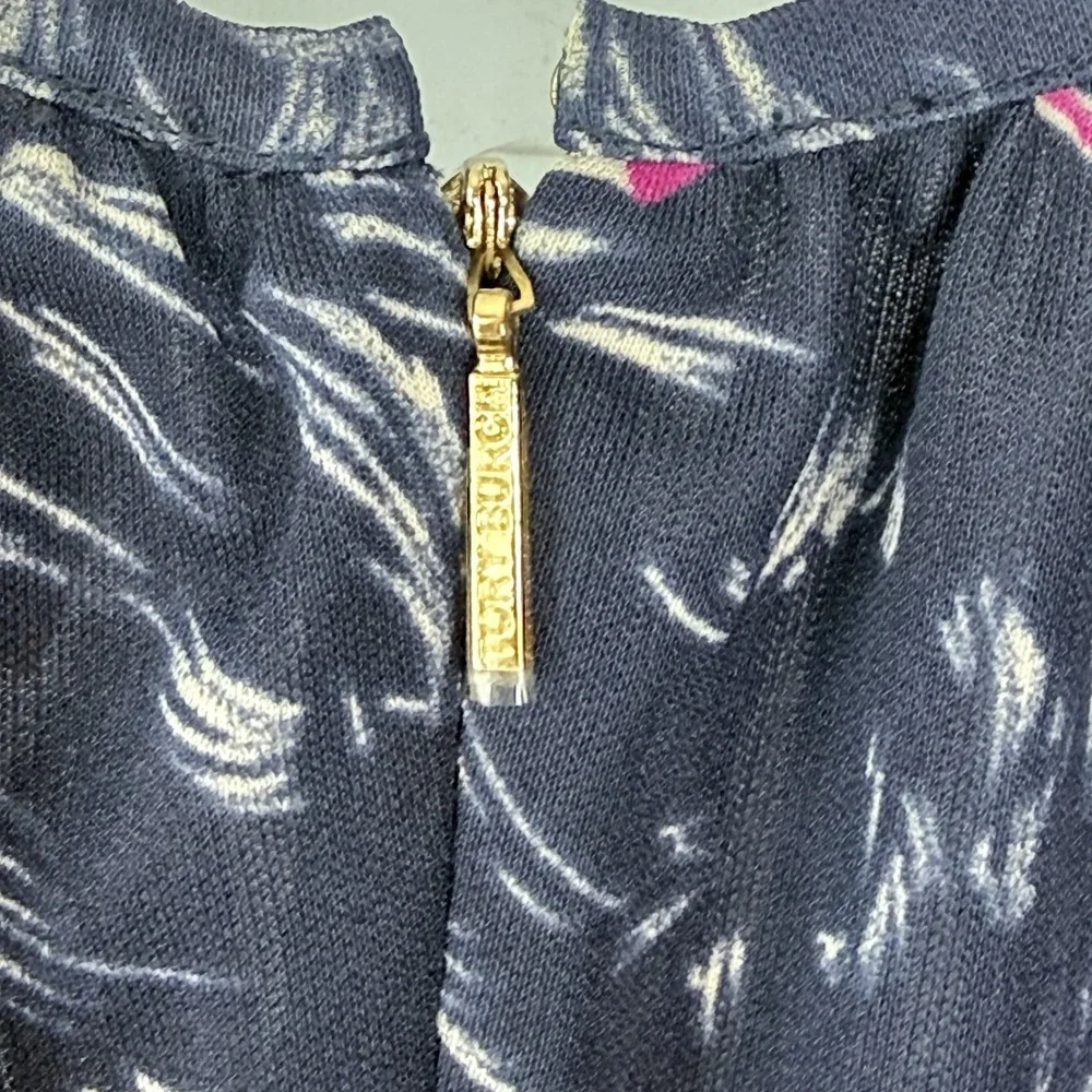 Tory Burch Flinnia Halter Silk Dress Size Small Blue Pink Wild Orchid Abstract